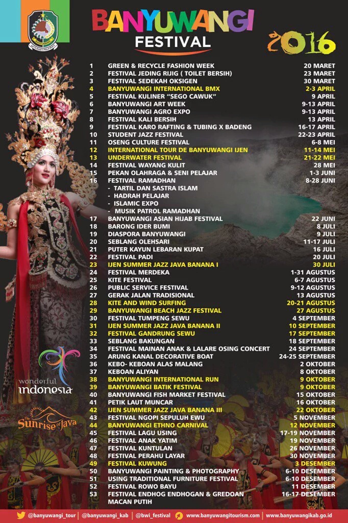 Tingkatkan Wisatawan, Banyuawangi gelar kalender wisata tahunan.
