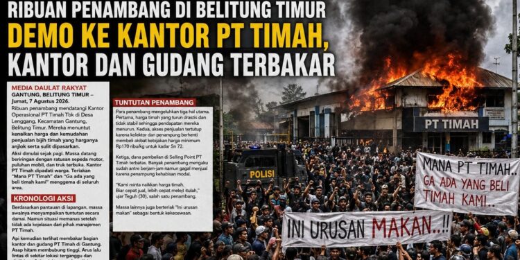 Massa Bakar Kantor PT Timah di Belitung, Penambang Tolak Penghentian Pembelian Bijih