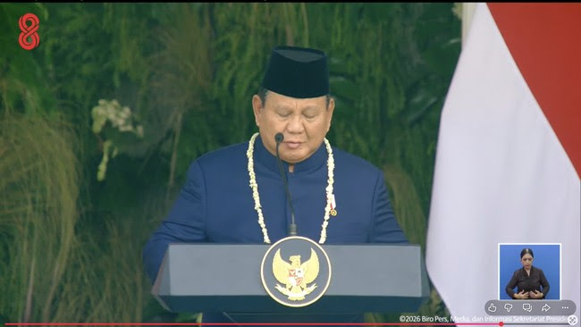 Detik-detik Proklamasi, Presiden Prabowo Kenakan Beskap Biru dan Kalung Melati
